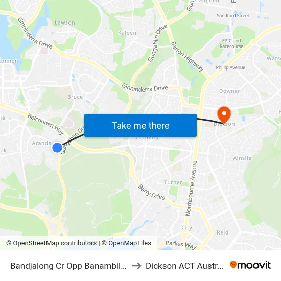 Bandjalong Cr Opp Banambila St to Dickson ACT Australia map