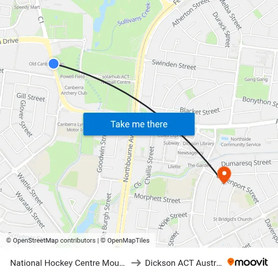National Hockey Centre Mouat St to Dickson ACT Australia map