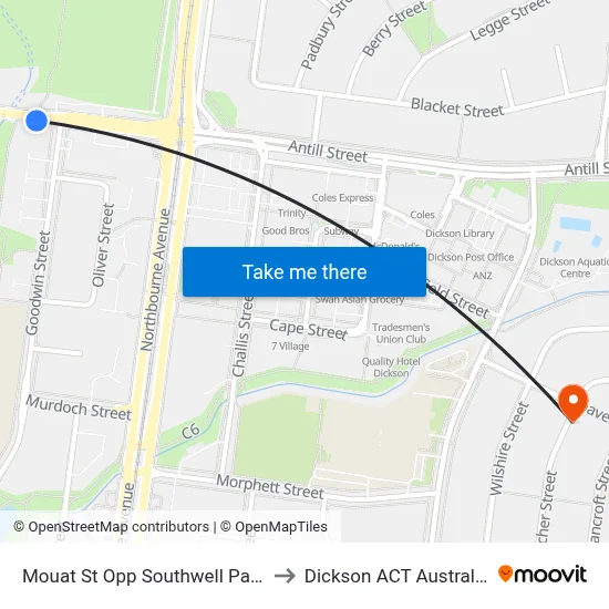 Mouat St Opp Southwell Park to Dickson ACT Australia map