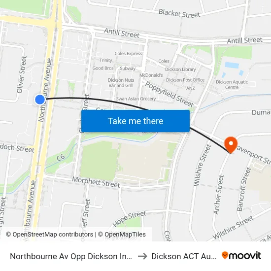 Northbourne Av Opp Dickson Interchange to Dickson ACT Australia map