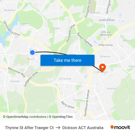 Thynne St After Traeger Ct to Dickson ACT Australia map