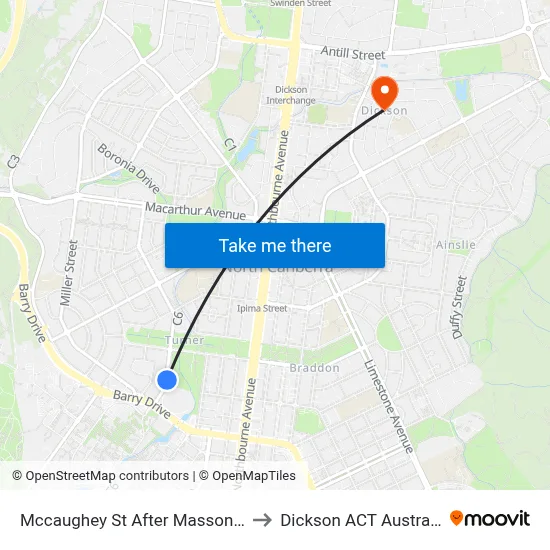 Mccaughey St After Masson St to Dickson ACT Australia map