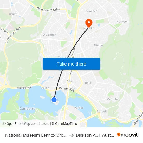 National Museum Lennox Crossing to Dickson ACT Australia map