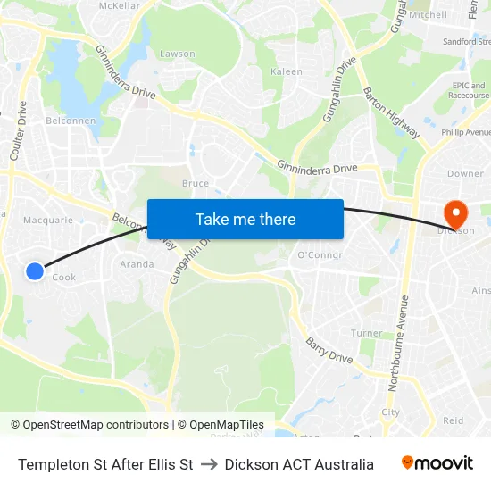 Templeton St After Ellis St to Dickson ACT Australia map