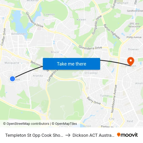 Templeton St Opp Cook Shops to Dickson ACT Australia map