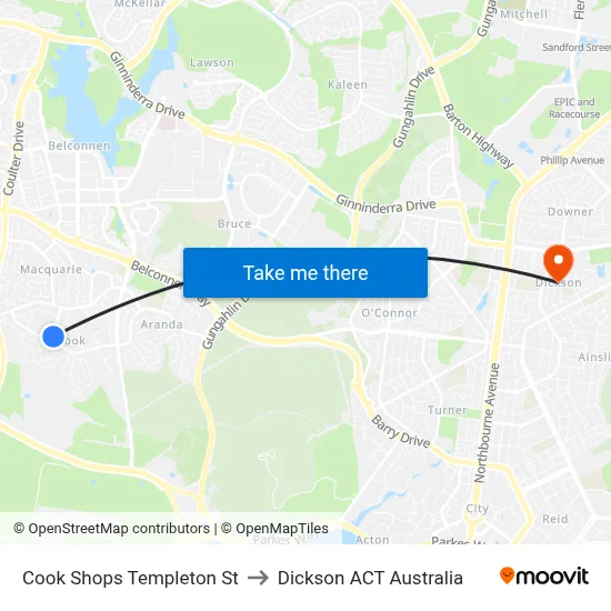 Cook Shops Templeton St to Dickson ACT Australia map