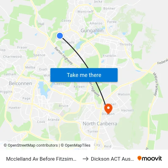 Mcclelland Av Before Fitzsimmons St to Dickson ACT Australia map