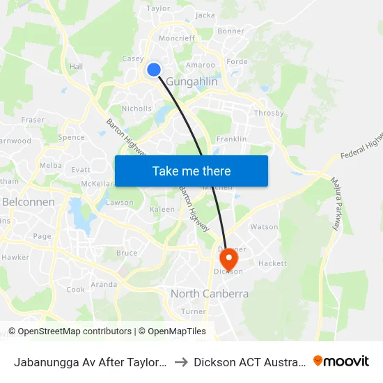 Jabanungga Av After Taylor St to Dickson ACT Australia map