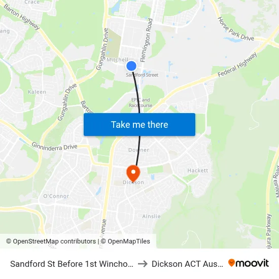 Sandford St Before 1st Winchombe Ct to Dickson ACT Australia map