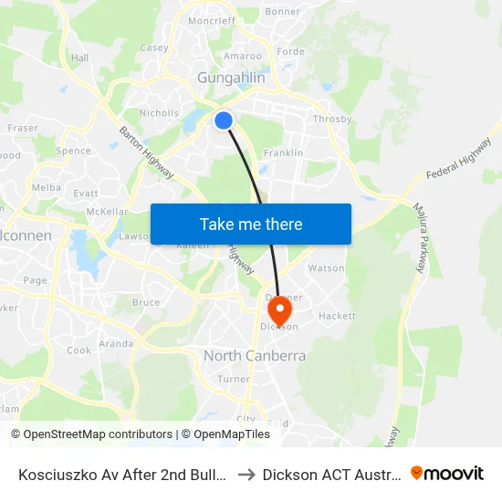 Kosciuszko Av After 2nd Buller Cr to Dickson ACT Australia map