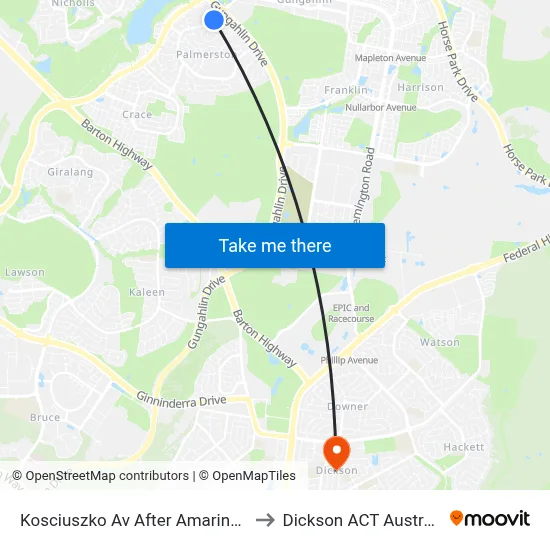 Kosciuszko Av After Amarina St to Dickson ACT Australia map