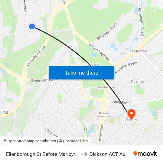 Ellenborough St Before Maribyrnong Av to Dickson ACT Australia map