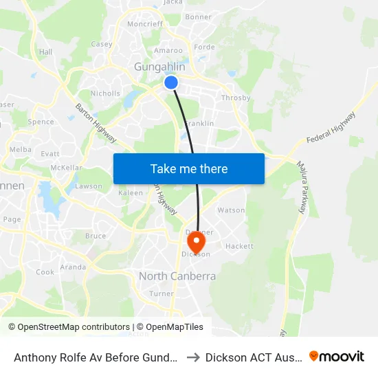 Anthony Rolfe Av Before Gundaroo Rd to Dickson ACT Australia map