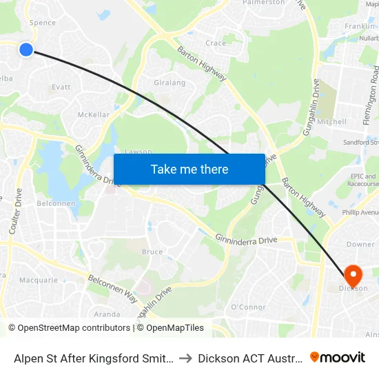 Alpen St After Kingsford Smith Dr to Dickson ACT Australia map
