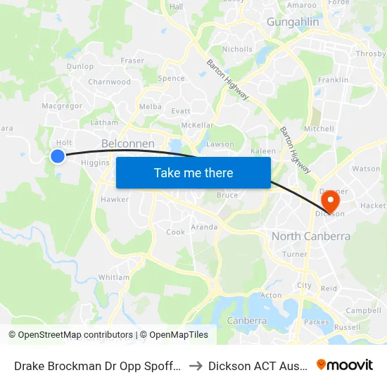 Drake Brockman Dr Opp Spofforth St to Dickson ACT Australia map