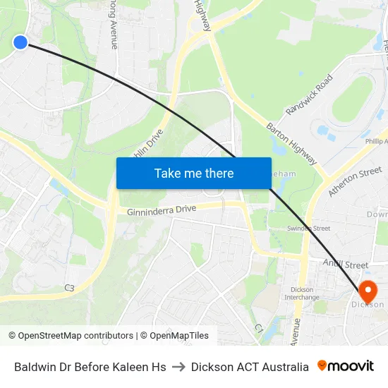 Baldwin Dr Before Kaleen Hs to Dickson ACT Australia map