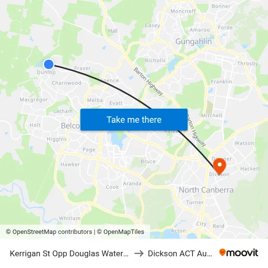 Kerrigan St Opp Douglas Waterhouse Dr to Dickson ACT Australia map