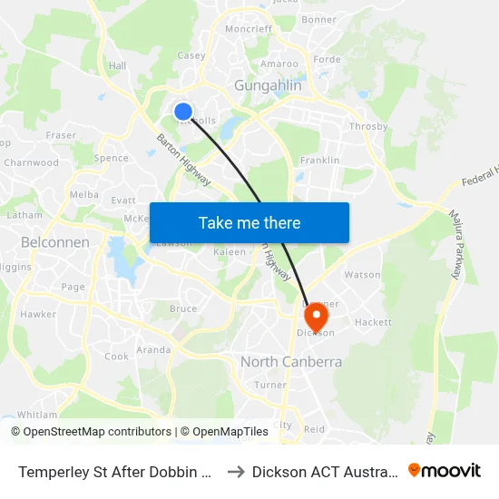 Temperley St After Dobbin Cct to Dickson ACT Australia map