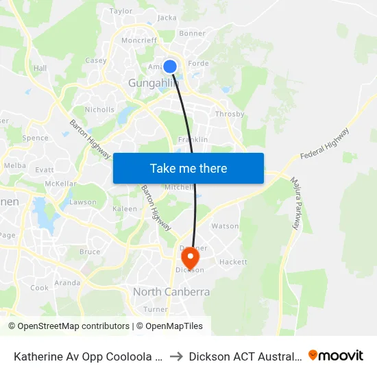 Katherine Av Opp Cooloola St to Dickson ACT Australia map