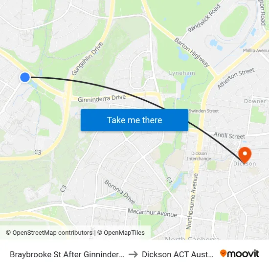 Braybrooke St After Ginninderra Dr to Dickson ACT Australia map