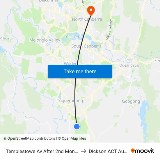 Templestowe Av After 2nd Montefiore Cr to Dickson ACT Australia map
