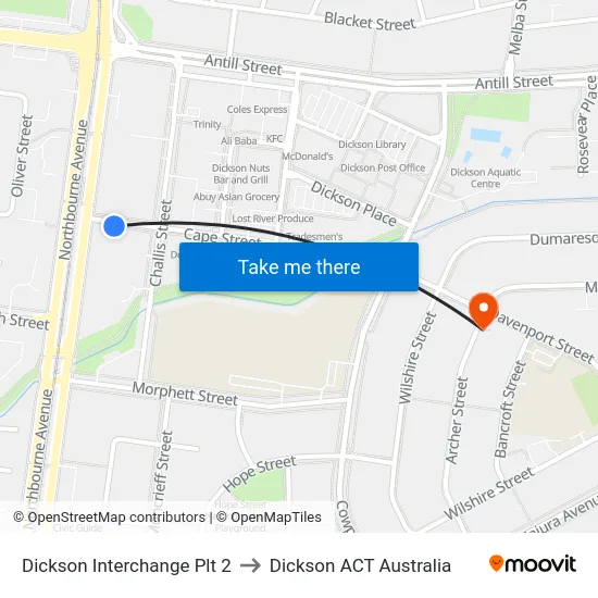 Dickson Interchange Plt 2 to Dickson ACT Australia map