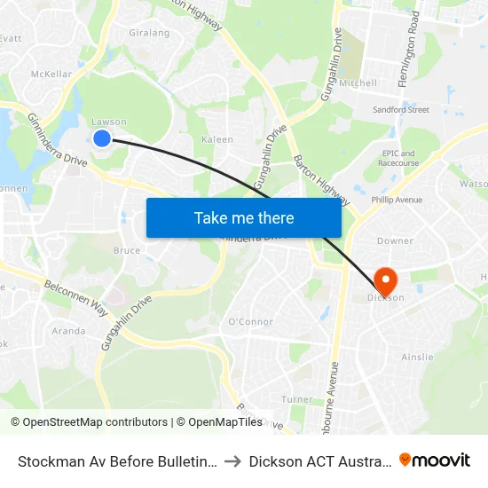 Stockman Av Before Bulletin St to Dickson ACT Australia map