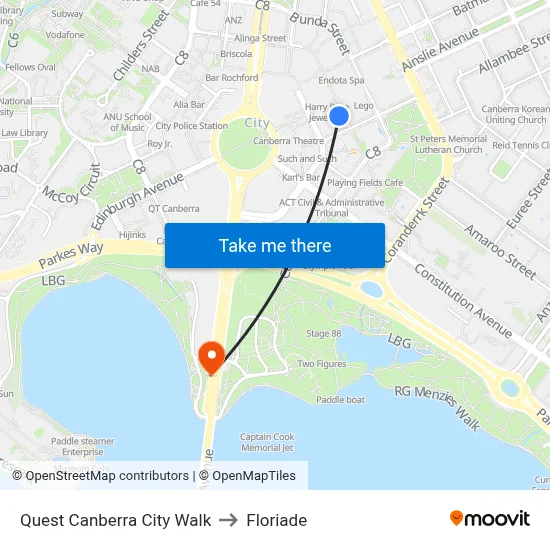 Quest Canberra City Walk to Floriade map