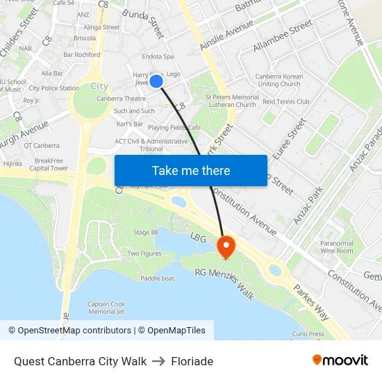 Quest Canberra City Walk to Floriade map