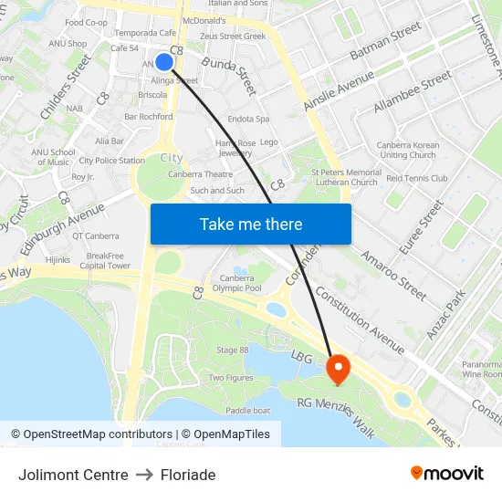 Jolimont Centre to Floriade map