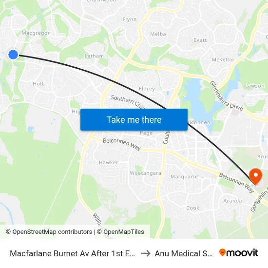 Macfarlane Burnet Av After 1st Eccles Cct to Anu Medical School map