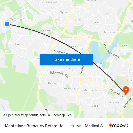 Macfarlane Burnet Av Before Hollows Cct to Anu Medical School map