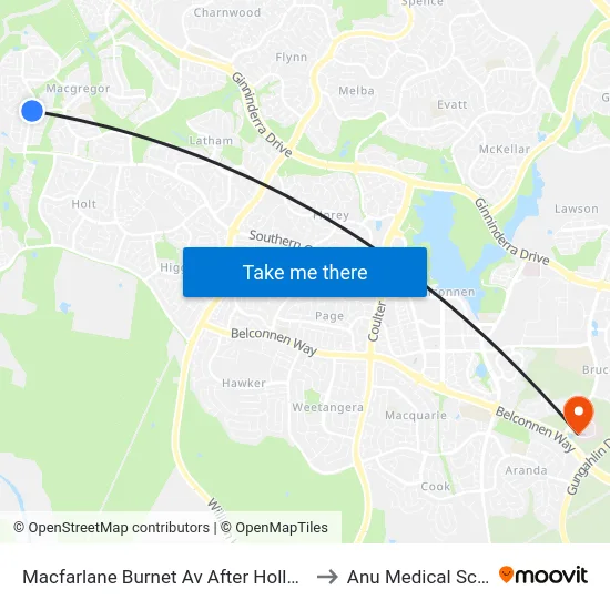 Macfarlane Burnet Av After Hollows Cct to Anu Medical School map