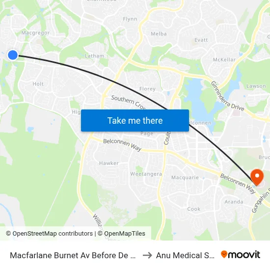 Macfarlane Burnet Av Before De Gruchy Pl to Anu Medical School map