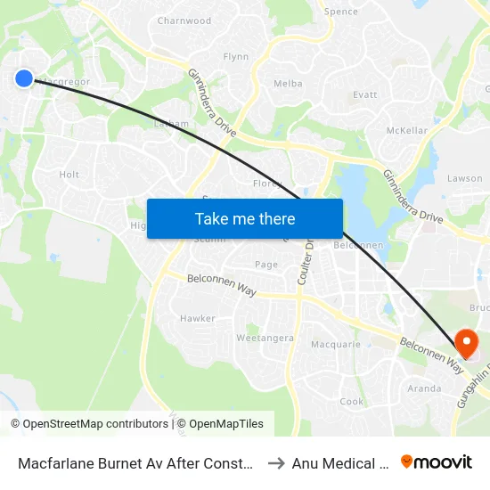 Macfarlane Burnet Av After Constance Stone St to Anu Medical School map
