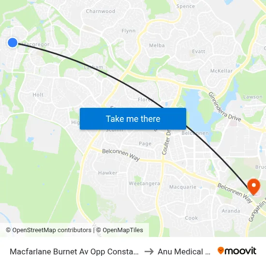 Macfarlane Burnet Av Opp Constance Stone St to Anu Medical School map