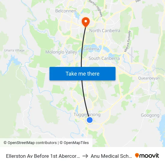 Ellerston Av Before 1st Abercorn Cr to Anu Medical School map