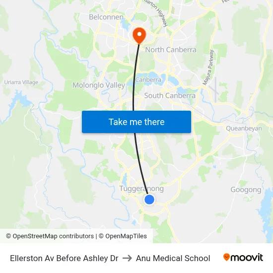 Ellerston Av Before Ashley Dr to Anu Medical School map