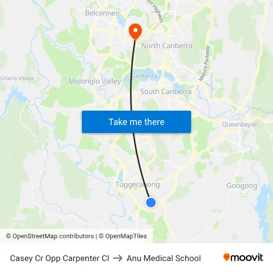 Casey Cr Opp Carpenter Cl to Anu Medical School map