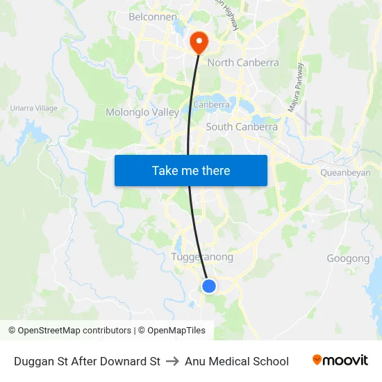 Duggan St After Downard St to Anu Medical School map