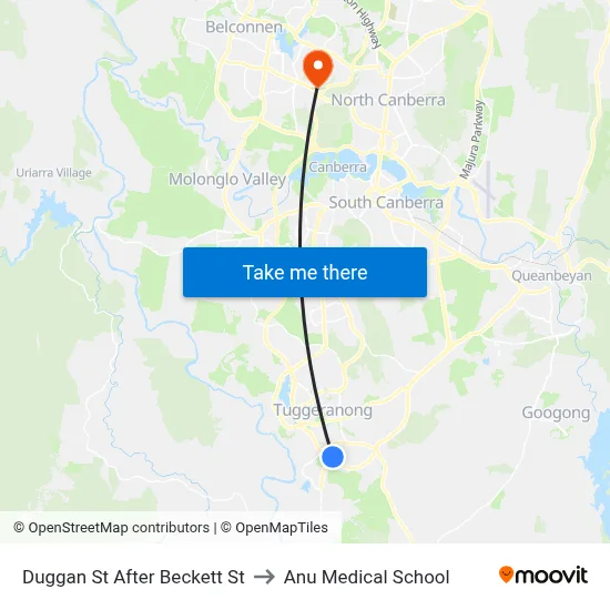 Duggan St After Beckett St to Anu Medical School map