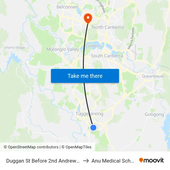 Duggan St Before 2nd Andrew Cr to Anu Medical School map