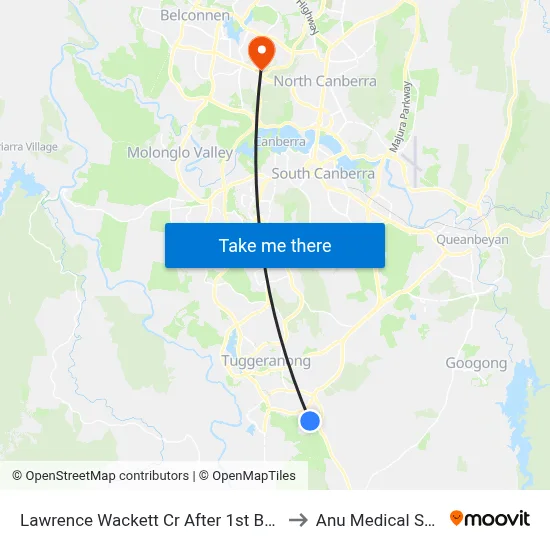 Lawrence Wackett Cr After 1st Burdett Cr to Anu Medical School map
