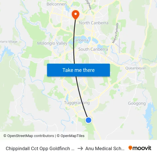 Chippindall Cct Opp Goldfinch Cct to Anu Medical School map