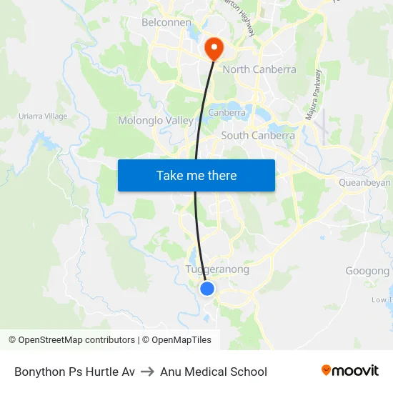 Bonython Ps Hurtle Av to Anu Medical School map