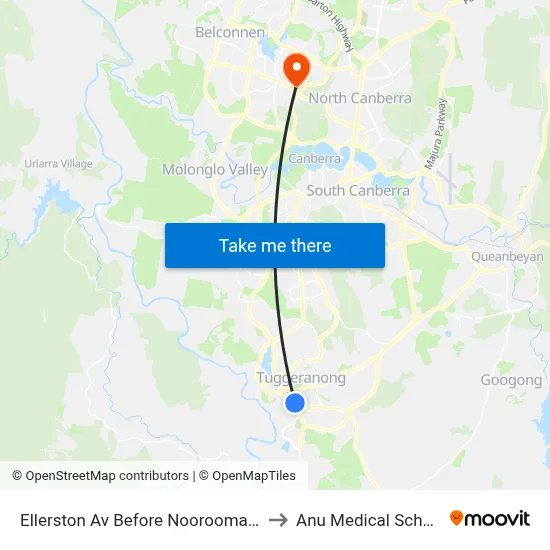 Ellerston Av Before Noorooma St to Anu Medical School map