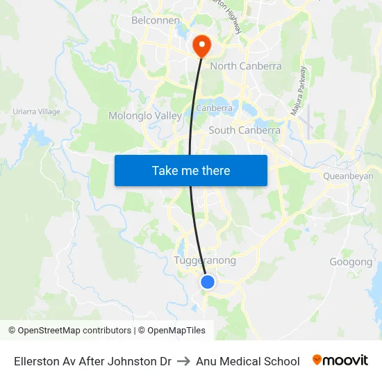 Ellerston Av After Johnston Dr to Anu Medical School map