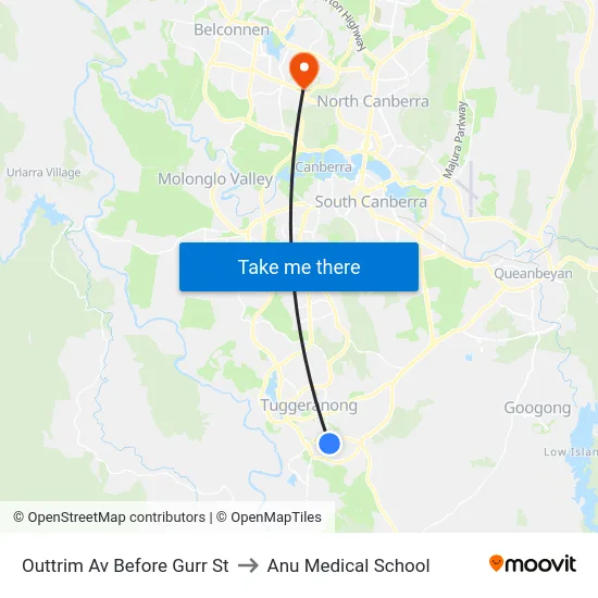 Outtrim Av Before Gurr St to Anu Medical School map