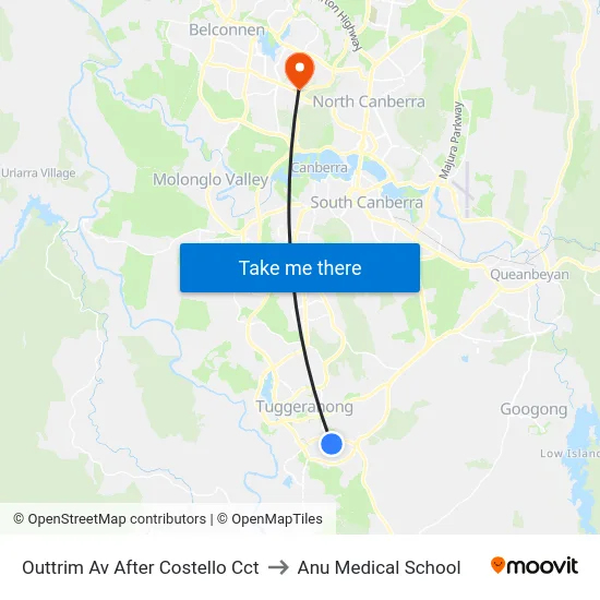 Outtrim Av After Costello Cct to Anu Medical School map