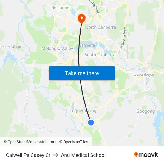 Calwell Ps Casey Cr to Anu Medical School map